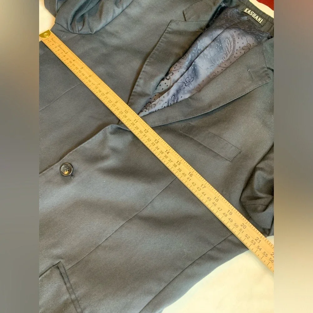 KASHANI Mens Black‎ Suit Jacket Blazer Custom Tailored Size 40L